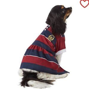 Top Paw Red & Navy Stripe "State Bark Club" 2fer Dog Dress Size Small